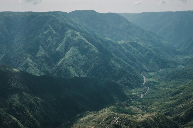 Layer after layer of green ridges and deep valleys at Laitlum canyons